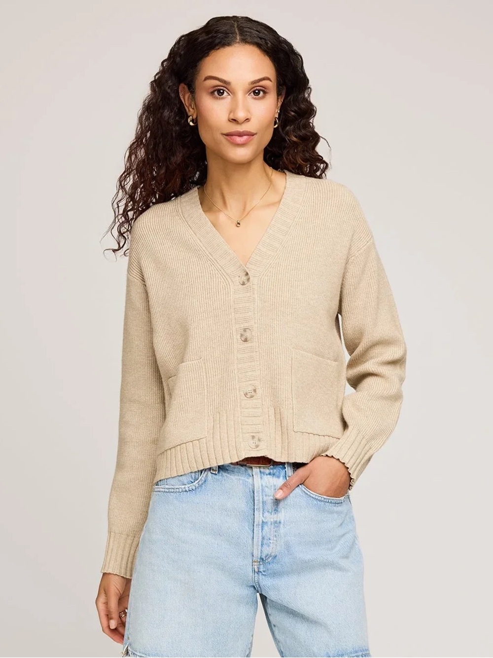🆕 Gentle Fawn V-Neck Button-Front Mabel Sweater Cardigan-Bone NWT SZ SM